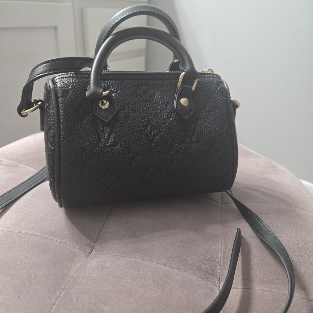 Black Designer Embossed Leather Handbag